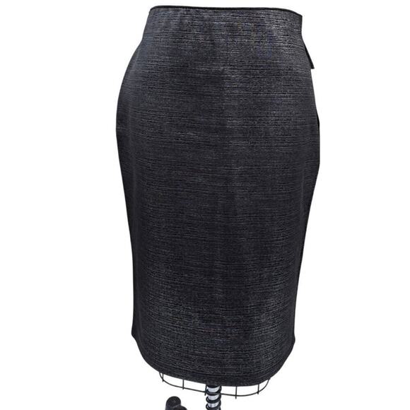 NWT Apt 9 Poly/Spandex Pencil Skirt Black Metallic Silver Stretch Sz L - Picture 1 of 5